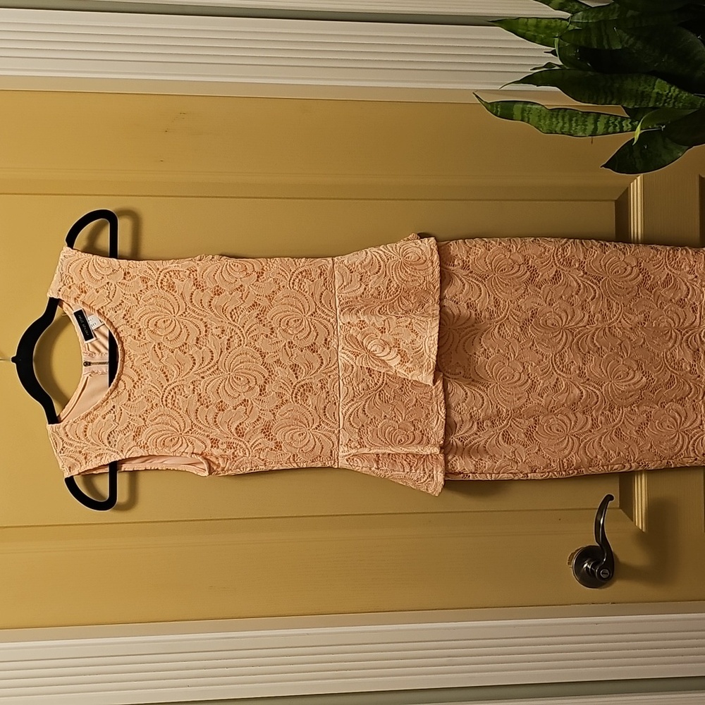Another Story peplum style lace fitted dress
